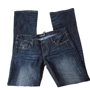 dark wash mid rise 100yi jeans distressed midrise